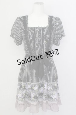 画像1: axes femme / ストライプローズptシフォンワンピース M ブラック T-25-03-15-021-AX-OP-SA-ZT