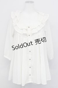 axes femme / フリル襟プリーツ入りブラウス M キナリ T-25-03-15-003-AX-BL-SA-ZT