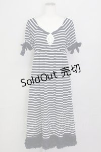 axes femme / ボーダー柄マキシワンピース  ネイビーＸ白 T-25-03-15-022-AX-OP-SA-ZT