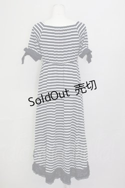 画像2: axes femme / ボーダー柄マキシワンピース  ネイビーＸ白 T-25-03-15-022-AX-OP-SA-ZT