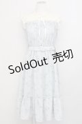 axes femme / レース切替花柄ワンピース M サックス T-25-03-15-027-AX-OP-SA-ZT