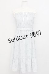axes femme / レース切替花柄ワンピース M サックス T-25-03-15-027-AX-OP-SA-ZT