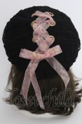 Princess Melody / レースアップリボンレースベレー  黒Ｘピンク T-25-03-15-046-EL-AC-SA-ZT-K007