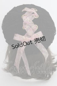 Princess Melody / レースアップリボンレースベレー  黒Ｘピンク T-25-03-15-046-EL-AC-SA-ZT-K007