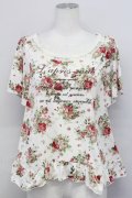axes femme / ローズ総柄&メッセージpt半袖カットソー  アイボリー T-25-03-15-007-AX-TO-SA-ZT436