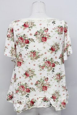 画像2: axes femme / ローズ総柄&メッセージpt半袖カットソー  アイボリー T-25-03-15-007-AX-TO-SA-ZT436