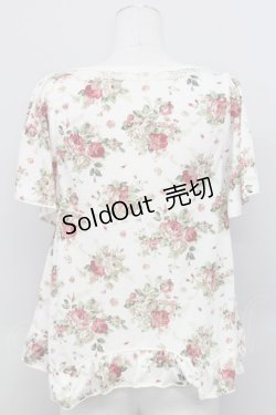 画像2: axes femme / ローズ総柄&メッセージpt半袖カットソー  アイボリー T-25-03-15-007-AX-TO-SA-ZT436