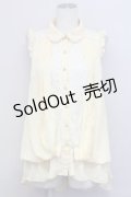 axes femme / ノースリーブレース配色ロングブラウス  イエローＸ白 T-25-03-15-008-AX-BL-SA-ZT