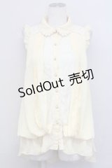 axes femme / ノースリーブレース配色ロングブラウス  イエローＸ白 T-25-03-15-008-AX-BL-SA-ZT
