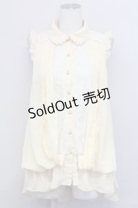 axes femme / ノースリーブレース配色ロングブラウス  イエローＸ白 T-25-03-15-008-AX-BL-SA-ZT