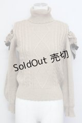 axes femme POETIQUE / ラメニットオフショルハイネックニット  アイボリー T-25-03-15-010-AX-TO-SA-ZT