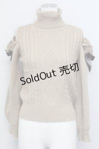 axes femme POETIQUE / ラメニットオフショルハイネックニット  アイボリー T-25-03-15-010-AX-TO-SA-ZT