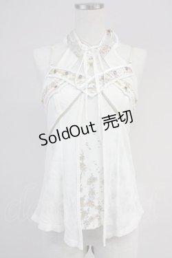 画像1: Ozz oneste / 桜刺繍ホルターデザインキャミ  アイボリー T-25-03-17-001-OO-TO-SA-ZT