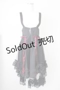 MR corset / サイド編み上げチュールジャンパースカート  黒Ｘボルドー T-25-03-17-013-PU-OP-SA-ZI