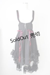 MR corset / サイド編み上げチュールジャンパースカート  黒Ｘボルドー T-25-03-17-013-PU-OP-SA-ZI