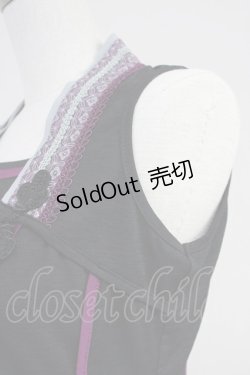 画像3: Ozz oneste / サイドチャイナノースリーブトップス  黒Ｘ紫 T-25-03-17-002-OO-TO-SA-ZI