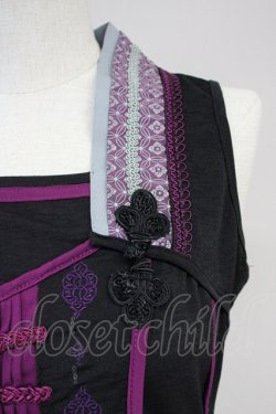 画像4: Ozz oneste / サイドチャイナノースリーブトップス  黒X紫 T-25-03-17-002-OO-TO-SA-ZI