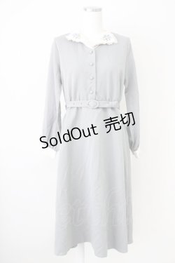 画像1: Fi.n.t / ミニブーケ刺繍クレリック衿ワンピース  グレー T-25-03-17-017-CA-OP-SA-ZI