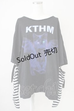 画像1: Amilige / KTHMアームウォーマー付きTシャツ  黒Ｘ白Ｘ青 T-25-03-17-005-PU-TO-SA-ZT