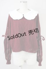 Secret Honey / 袖編み上げニットトップス  ボルドーＸ白 T-25-03-17-011-CA-TO-SA-ZT