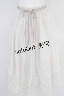 画像1: 【SALE】F&A / 裾刺繍チュールスカート  アイボリー T-25-03-19-028-LO-SK-HD-ZT375