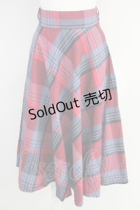 an another angelus / ビッグチェックフレアースカート  赤Ｘグレーチェック T-25-03-19-036-CA-SK-HD-ZT375