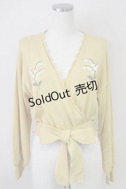 画像1: an another angelus / すずらんリボン刺繍カシュクールカーディガン  からし T-25-03-19-014-CA-TO-HD-ZT