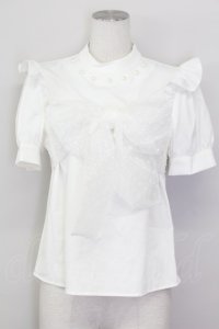 Ank Rouge / パール付きハイネックブラウス M ホワイト T-25-03-20-001-CA-BL-SA-ZT001