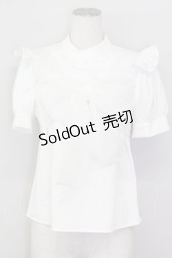 画像1: 【SALE】Ank Rouge / パール付きハイネックブラウス M ホワイト T-25-03-20-001-CA-BL-SA-ZT001