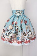 画像2: ALICE and the PIRATES / クリスの百鬼夜行〜宵に咲き誇る妖の華〜柄ハイウエストスカート  孔雀青 T-25-03-20-018-PA-SK-SA-ZT058 (2)