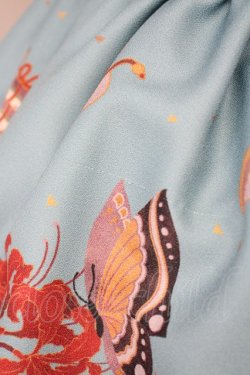 画像3: ALICE and the PIRATES / クリスの百鬼夜行〜宵に咲き誇る妖の華〜柄ハイウエストスカート  孔雀青 T-25-03-20-018-PA-SK-SA-ZT058