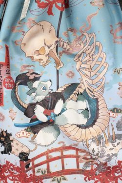 画像7: ALICE and the PIRATES / クリスの百鬼夜行〜宵に咲き誇る妖の華〜柄ハイウエストスカート  孔雀青 T-25-03-20-018-PA-SK-SA-ZT058