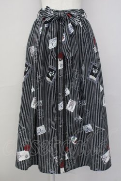 画像1: axes femme / ボン・ヴォヤージュ柄スカート  黒 T-25-03-20-022-AX-SK-SA-ZT058