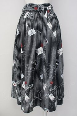 画像2: axes femme / ボン・ヴォヤージュ柄スカート  黒 T-25-03-20-022-AX-SK-SA-ZT058