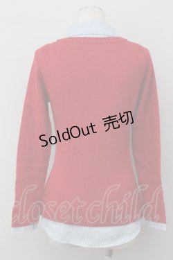 画像2: LIZ LISA doll / シャツ重ね着風ニット  レッド×サックス T-25-03-20-004-LO-TO-SA-ZT