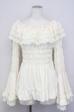 画像1: ATELIER PIERROT / Shirring princess sleeve blouse  アイボリー T-25-03-20-005-EL-BL-SA-ZT001