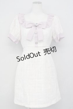 画像1: Ank Rouge / フリルリボンツイードワンピース M ピンク T-25-03-20-006-CA-OP-SA-ZT