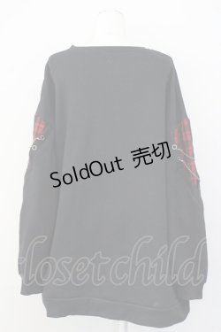 画像2: NOEMIE / 包帯ねこプリントチェーン付きトレーナー  黒ＸチェックＸシルバー T-25-03-20-008-LO-TO-SA-ZT