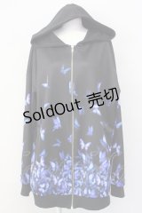 ankoROCK / バラバラ蝶々パーカー -スーパービッグ-  黒 T-25-03-20-010-PU-TO-SA-ZT001