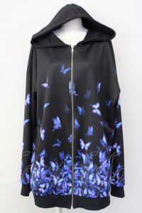 ankoROCK / バラバラ蝶々パーカー -スーパービッグ-  黒 T-25-03-20-010-PU-TO-SA-ZT001