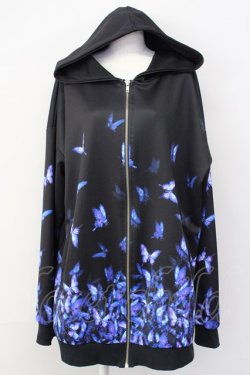 画像1: ankoROCK / バラバラ蝶々パーカー -スーパービッグ-  黒 T-25-03-20-010-PU-TO-SA-ZT001