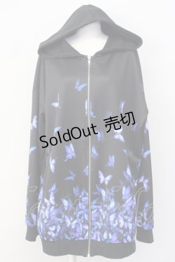 画像1: ankoROCK / バラバラ蝶々パーカー -スーパービッグ-  黒 T-25-03-20-010-PU-TO-SA-ZT001