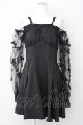 DARK IN LOVE / Gothic Sexy Off-Shoulder Lacey Sleeves Dress L ブラック T-25-03-20-013-PU-OP-SA-ZT001