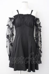 DARK IN LOVE / Gothic Sexy Off-Shoulder Lacey Sleeves Dress L ブラック T-25-03-20-013-PU-OP-SA-ZT001