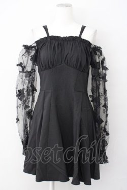 画像1: DARK IN LOVE / Gothic Sexy Off-Shoulder Lacey Sleeves Dress L ブラック T-25-03-20-013-PU-OP-SA-ZT001