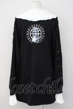 画像2: KRY CLOTHING / 「NUTOKUCHO」レースアップスリーブ襟リボンワンピ  ブラック×ホワイト T-25-03-20-014-EL-OP-SA-ZT001