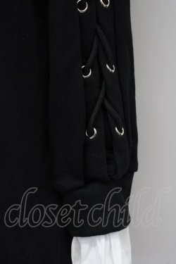 画像3: KRY CLOTHING / 「NUTOKUCHO」レースアップスリーブ襟リボンワンピ  ブラック×ホワイト T-25-03-20-014-EL-OP-SA-ZT001