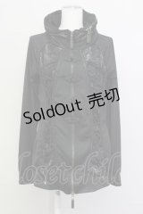Qutie Frash / 和柄メッシュ編み上げチャイナパーカー  黒 T-25-03-21-009-QU-TO-SA-ZT