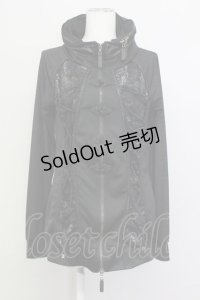 Qutie Frash / 和柄メッシュ編み上げチャイナパーカー  黒 T-25-03-21-009-QU-TO-SA-ZT