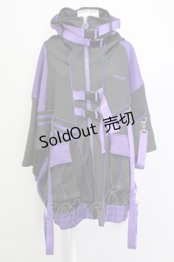 画像1: REFLEM / サイバー切り替えボリュームネック半袖ジャージパーカー  黒Ｘ紫 T-25-03-21-010-PU-TO-SA-ZI